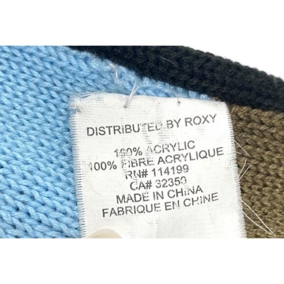 ROXY Womens Multicolor Colorblock Block Scarf OS Logo Fun Surfer Skater Brand - Picture 4 of 5